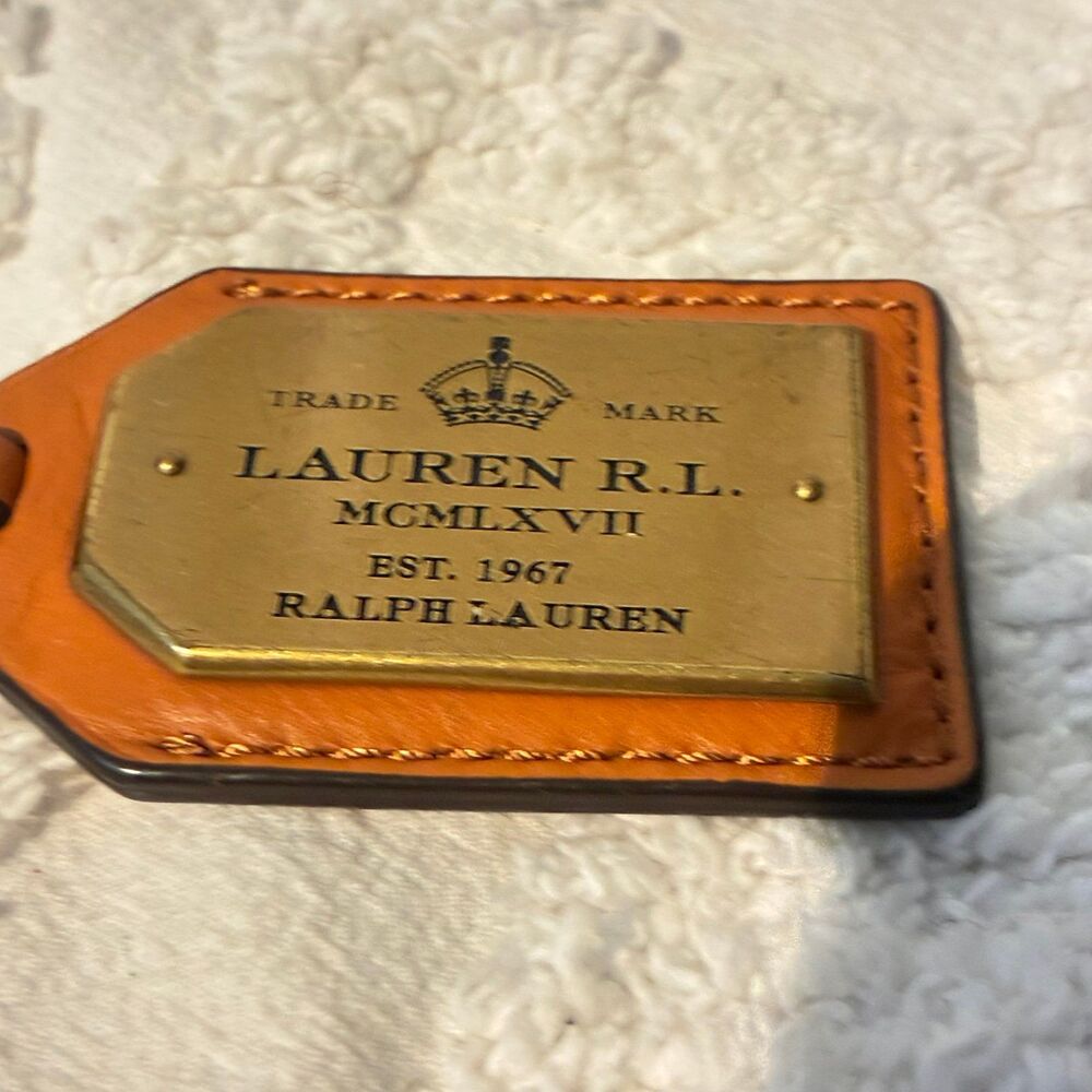 Ralph Lauren Cognac Brown Leather and Metal Plated Bag Charm - Picture 2 of 4